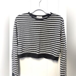 Forever 21 cropped sweater. Small. Grey and white stripes.